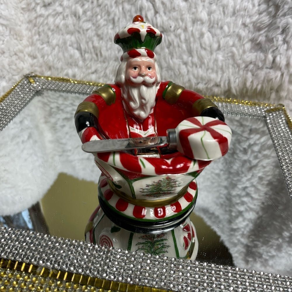 Christmas Tree Peppermint Dip Bowl with spread.red,white,green,gold & bl…